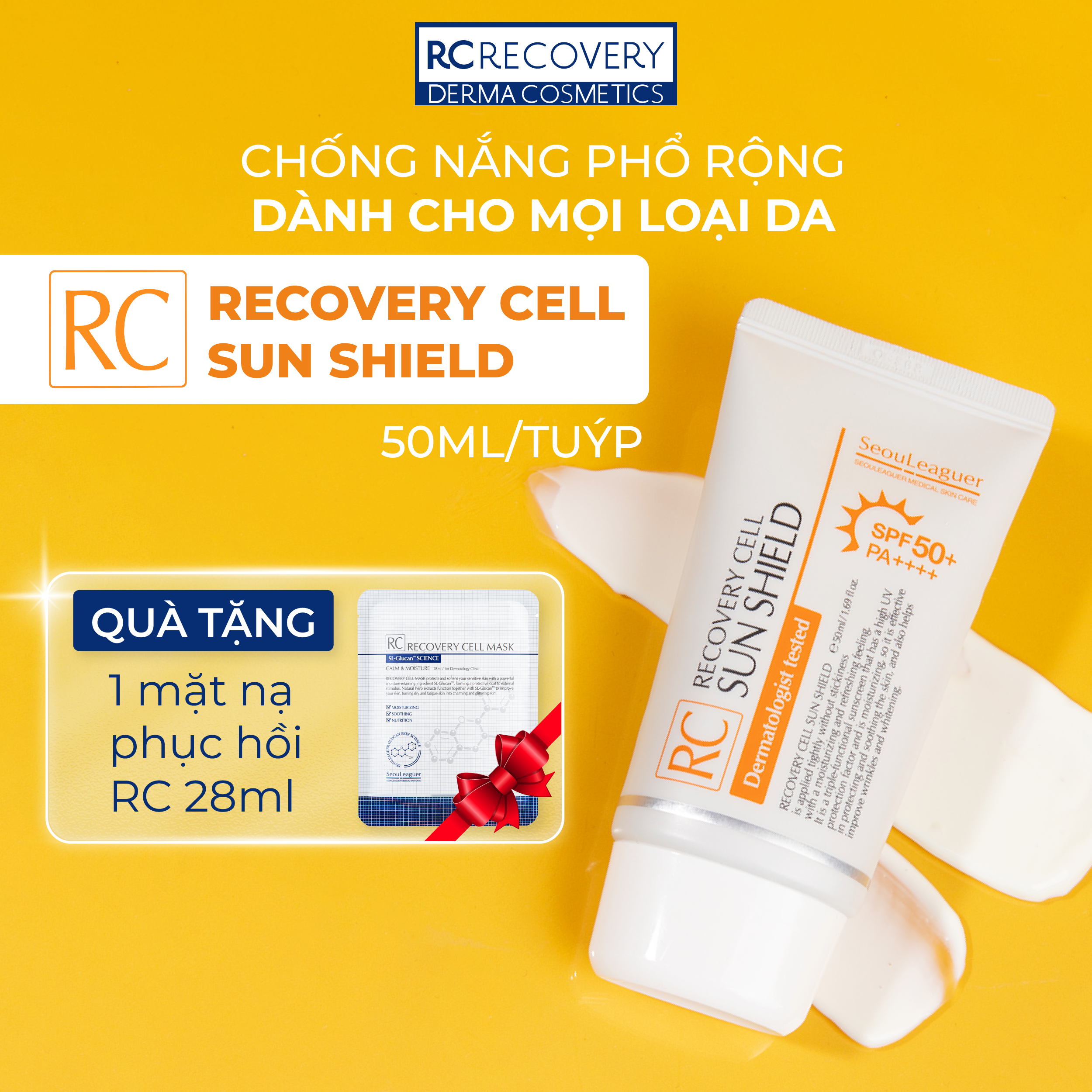 Kem chống nắng RC Recovery Cell Sun Shield SPF50+, PA++++ (50ml)