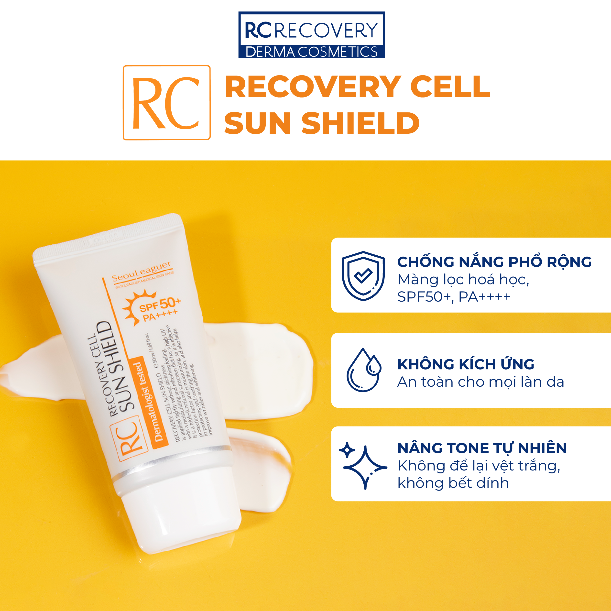 Kem chống nắng RC Recovery Cell Sun Shield SPF50+, PA++++ (50ml)