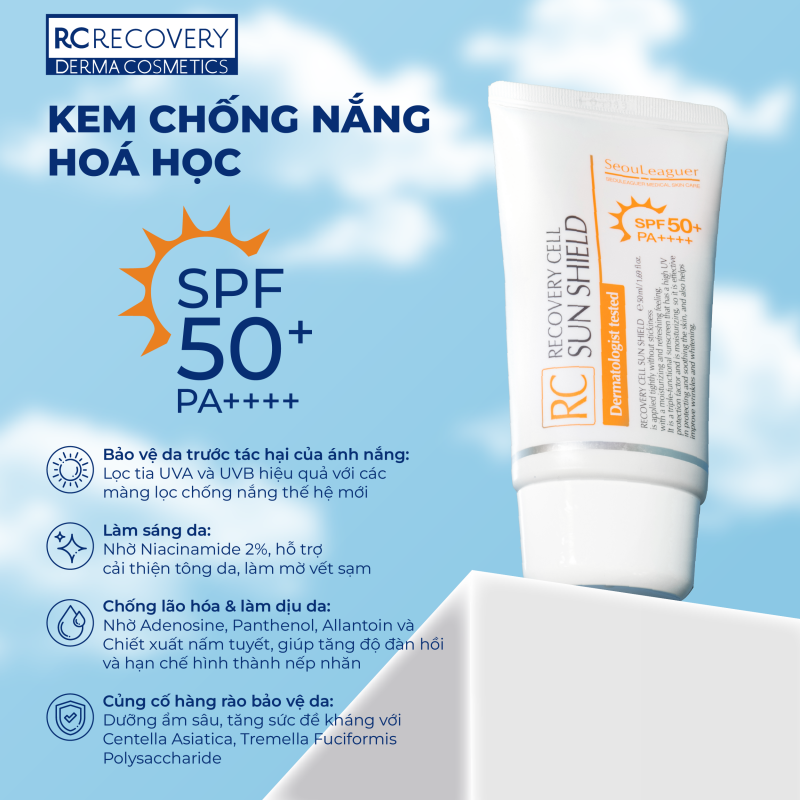 Kem chống nắng RC Recovery Cell Sun Shield SPF50+, PA++++ (50ml)